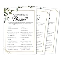50-Pack Greenery Whats On Your Phone Bridal Shower Game Wedding Shower Bachelorette Party Bulk Activity Game Cards