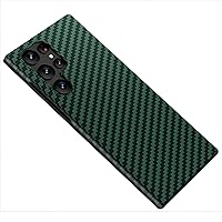 Cover for Samsung Galaxy S23/S23 Plus/S23 Ultra, Slim Thin Carbon Fiber Case All-Inclusive Lens Shockproof Phone Cover,Support Wireless Charging,Green,S23 Ultra