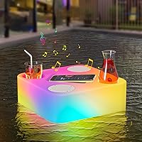 YTO Schwimmender Lautsprecher Getränkehalter Bluetooth Kabellos Wasserdicht Pool Lautsprecher mit Lichtern LED Schwimmender Bluetooth Lautsprecher mit Getränkehaltern für Schwimmbad See (B)