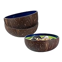 Coco Casa 16 oz Metallic Blue Handmade Coconut Bowl - 10 count box