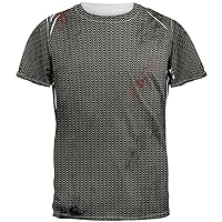 Halloween Battle Damage Chainmail Costume All Over Mens Black Back T Shirt