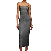 Women Sparkly Spaghetti Strap Dresses Evening Dress Backless Bodycon Sexy Halter Party Elegant Cocktail Dress