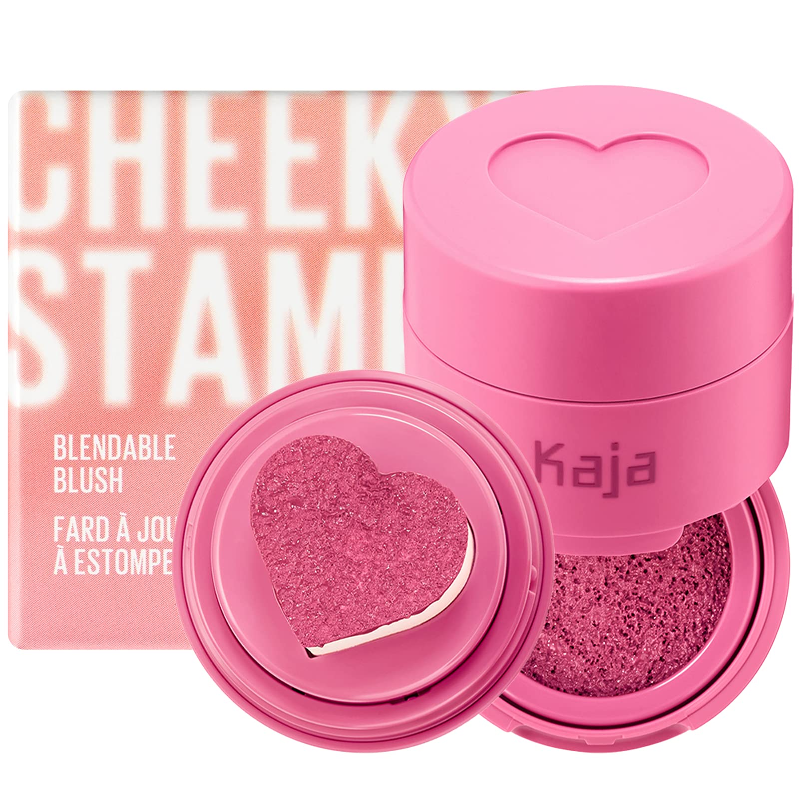 Kaja Blush - Cheeky Stamp | Gift, 7 Shades, Buildable & Blendable Shade with Heart-shaped Applicator, Rosy Finish, 04 Feisty, 0.17 Oz