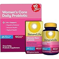 Renew Life Women's Probiotic - Ultimate Flora Probiotic Women's Care, Shelf Stable Probiotic Supplement - 25 Billion - 90 Count (Pack of 1) (Packaging May Vary)