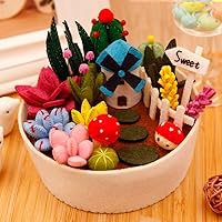 DIY Felt kit, Lovely Potted with Succulents Plants Felt DIY Material Package Succulents Plants Felt Applique Ornament Kit Nice Home Decoration