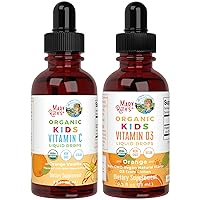 MaryRuth's USDA Organic Kids Vitamin C Liquid Drops and Kids Vitamin D3 Liquid Supplement, 2-Pack Bundle for Immune Support, Bone Strength, and Overall Health, Vegan & Non-GMO