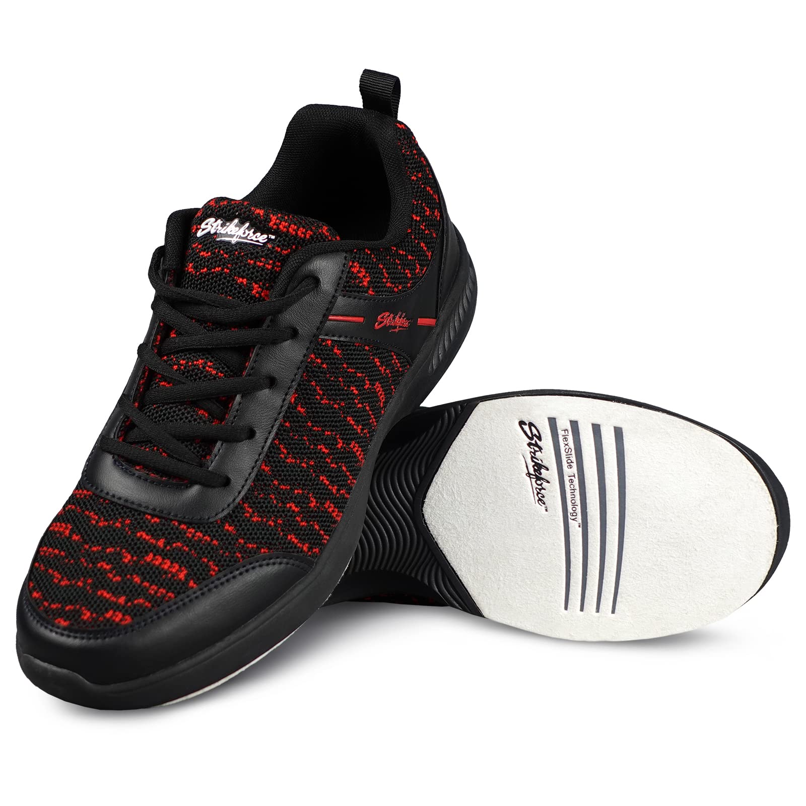 KR Strikeforce Flyer Mesh Lite Black Cardinal Medium Width Size 7 Men's Athletic Style Bowling Shoes with FlexSlide Technology for Right or Left Handed Bowlers (M-073)