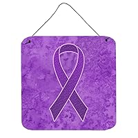 AN1207DS66 Purple Ribbon for Pancreatic and Leiomyosarcoma Cancer Awareness Wall or Door Hanging Prints, 6x6, Multicolor