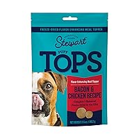 Stewart Freeze Dried Dog Food Topper, PuffTops, Made in USA with Real Bacon, Healthy, Natural, Freeze Dried Dog Treats, Bacon, Chicken, Apple, and Kale Recipe, 3.5 Ounce Resealable Pouch