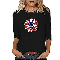 Recent Orders Placed by me Novelty Tshirts for Women 3/4 Sleeve Dressy Tops USA Flag Graphic Tees Summer Clothes 4th of July Celebration Tunic Top