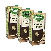 Pacific Foods Organic Mushroom Broth, 32-Ounce Carton (Pack of 3)
