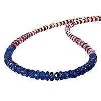 Vatslacreations Handcrafted Natural Ruby, Blue Sapphire, and Ethiopian Opal Necklace - 3-5mm Rondelle Faceted Beads - Welo Fire Elegance in Multi Gemstone Charm Jewelry