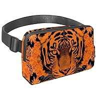 Small Waist Pack Africa Ethnic Animal Tiger Orange Pattern Fanny Pack for Unisex, Crossbody Belt Bag Bum Bag with Adjustable Strap for Running Cycling Traveling