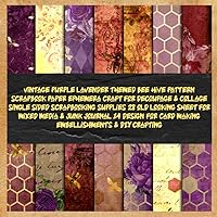 vintage purple lavender themed bee hive pattern scrapbook paper ephemera craft for decoupage & collage single sided scrapbooking supplies 28 old ... making embellishments & DIY crafting: floral