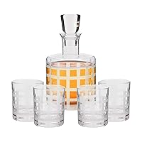 5 Piece Decanter Set – Matching Decanter & Glassware Perfect for Everyday Use or Entertaining – Stylish Modern Glasses Make An Ideal Gift For Weddings, Birthdays, Holidays & More