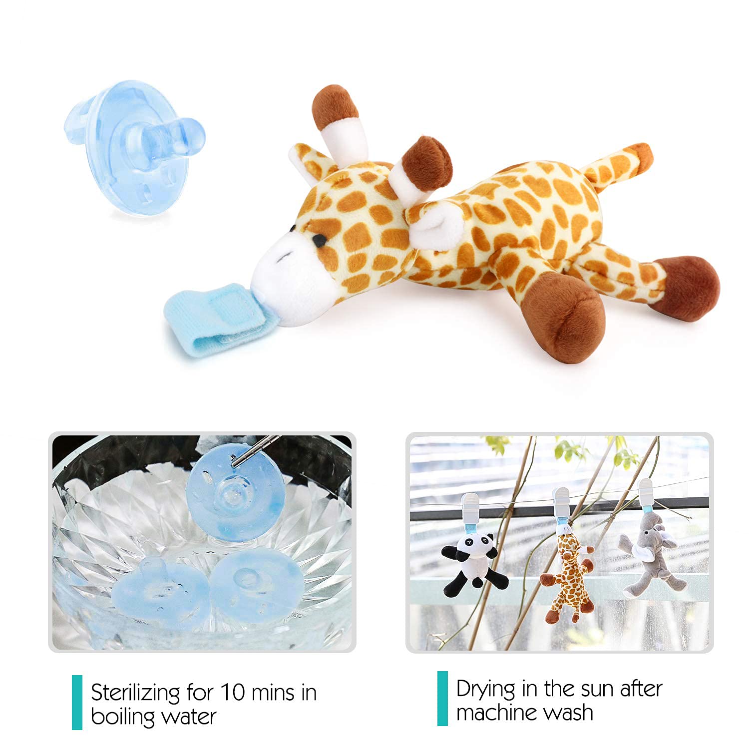 Mua Zooawa Baby Pacifier, Giraffe Pacifier Holder with Detachable Plush  Stuffed Animal Toy for Infant Boys Girls 3-36 Months trên Amazon Anh chính  hãng 2023 | Giaonhan247