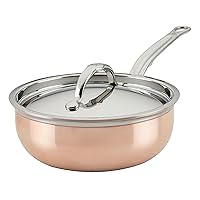 Hestan - CopperBond Collection - Copper Saucier Pan with Lid, Induction Cooktop Compatible, 2-Quart