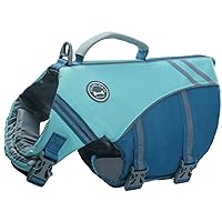 Sports Style Dog Life Jacket with Extra Flotation, Adjustable & Durable Swim Life Vest with Secure Fastening System for Medium Dogs, Cyan