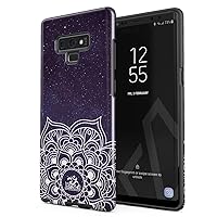 Compatible with Samsung Galaxy Note 9 Case Mandala Namaste Zentangle Zen Pattern Cosmic Galaxy Stars Tumblr Space Heavy Duty Shockproof Dual Layer Hard Shell + Silicone Protective Cover