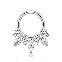 Premium Body Jewelry - Titanium Segment Ring with Three Marquise Crystals