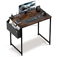 MoNiBloom Home Office Gaming Desk, 32 Inches Computer Study Table with A Storage Bag, Rustic Brown
