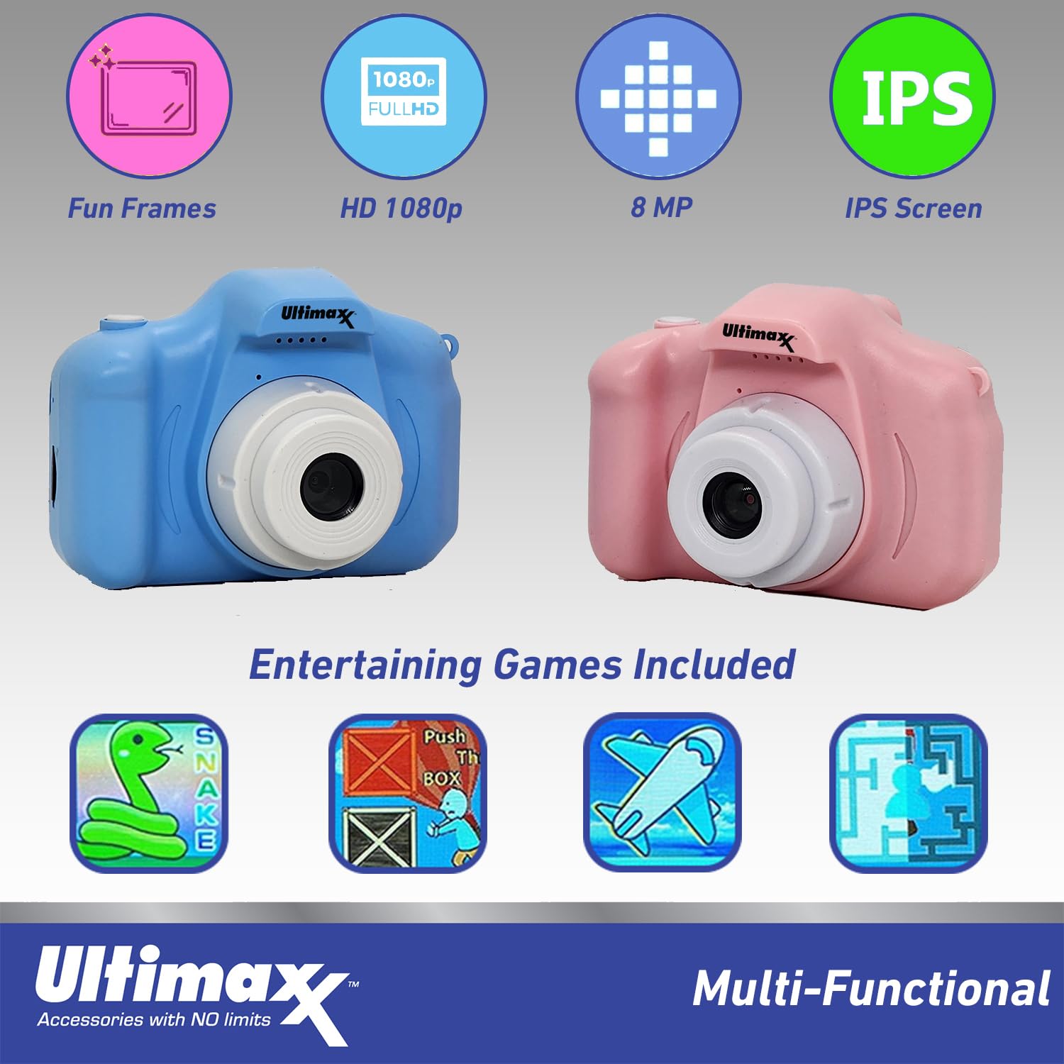 Ultimaxx Essential Kid’s Digital Camera Bundle (Pink) - Includes: 32GB microSD Card, High-Speed Memory Card Reader with Internal microSD Slot, Lanyard, Microfiber Cloth & More (6pc Bundle)