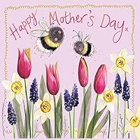 Happy Mother's Day Bee and Spring Flower Garden Foil Card