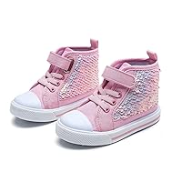 Toddler Girls Sneakers Kids High Top Casual Canvas Shoes with Sparkle Color Change Flipping Sequins