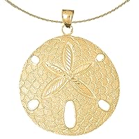 Jewels Obsession Silver Sand Dollar Necklace | 14K Yellow Gold-plated 925 Silver Sand Dollar Pendant with 18