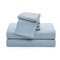 32654 Queen Size Hotel Style Silky Ultra-Soft Eco-Friendly Cooling Technology Machine Washable Quick Dry Anti-Wrinkle 6-Piece Sheets and Pillowcases Set, Queen, Blue