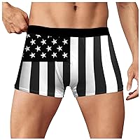 Men's American Flag Underwear,Mens Boxers Briefs 4th of July USA American Flag Print Sexy Boxers Briefs Soft Underwear