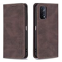 XYX Wallet Case for Oppo F19 4G, [RFID Blocking] PU Leather Case Flip Folio Cover with Hidden Magnetic Closure for Oppo A74 4G/F19 4G, Brown