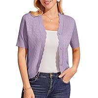 KANCY KOLE Womens 2024 Short Sleeve Cardigan Lightweight Summer Hollow-Out Knit Cropped Bolero Shrug Cardigan S-2XL