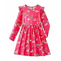 Girls Dress Sleeve A-Line Button Down Sundress Casual Dresses for 4-12 Years Kids