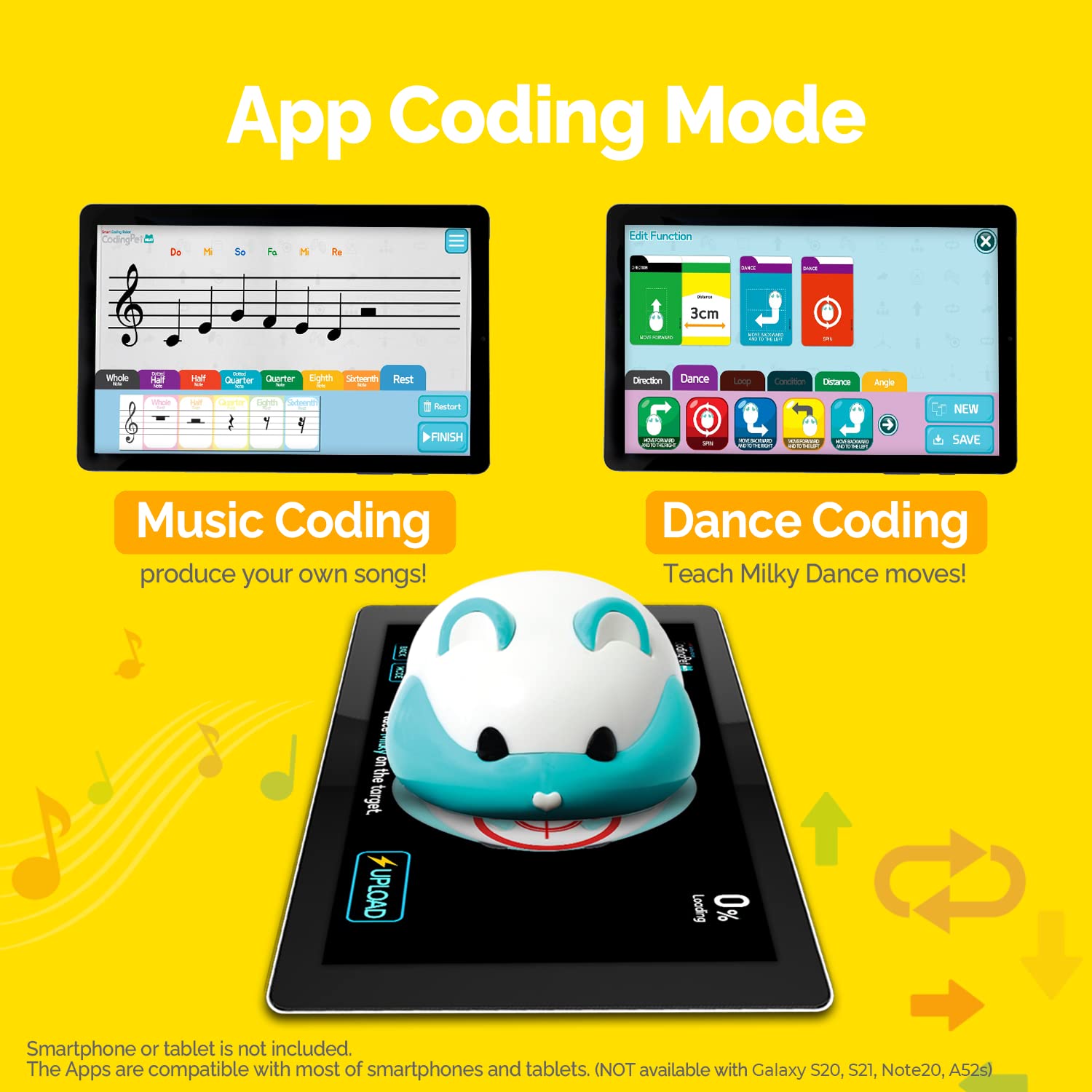 TOYTRON Coding Pet Milky, with Screen Free Mode and App Mode, Usable with Free Coding App - STEM Educational Toy for Problem Solving and Programming Practice - Age 8 + Years