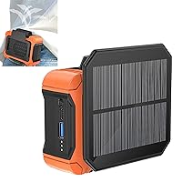 10000mAh Waist Clip Fan with Light Portable Necklace Fans With Solar Charging 3 Speeds Emergency Mobile Power For Outdoor Works Farm,Orange,10 * 9.8 * 4cm
