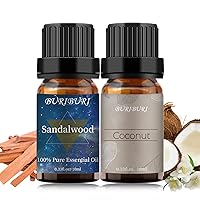 BURIBURI Pure Sandalwood Essential Oil Bundles with Coconut Oil Organic Aromatherapy Oils 10ml 0.33 oz for Diffuser Humidifier