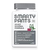 SmartyPants Adult Daily Mineral Vitamins: Calcium, Magnesium Citrate, D3, Zinc & Chromium for Immune Support, Energy, Bone & Muscle Function, 60 Soft Chews (30 Day Supply)