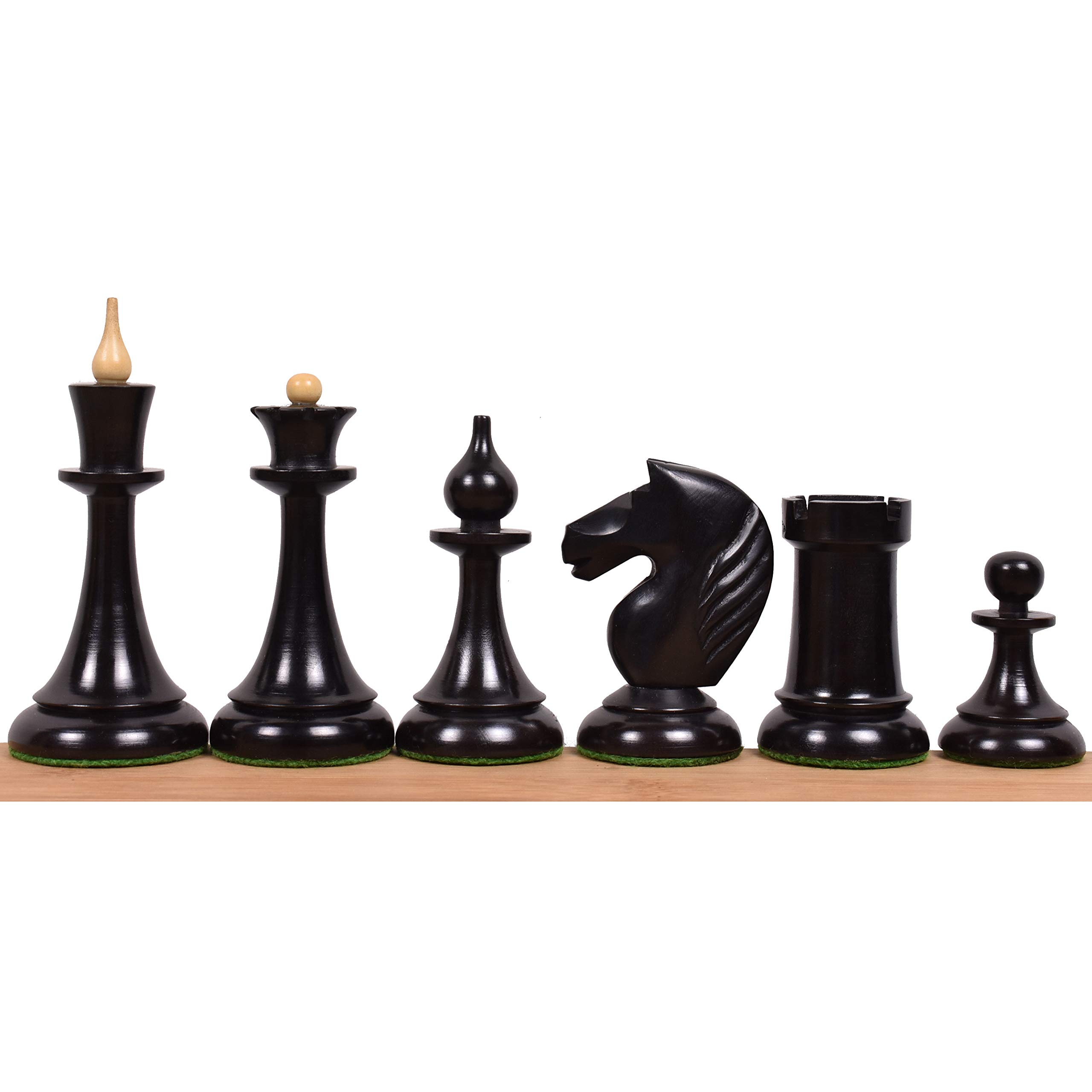 Royal Chess Mall 1950s Soviet Latvian Reproduced Chess Pieces Only Chess Set, Ebonized Boxwood Wooden Chess Set, 4-in King, Double Weighted Chess Pieces (2.5 lbs)