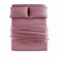 Mohap Bed Sheet Set 4 Piece Bedding Sheets & Pillowcases Set Brushed Microfiber Soft Bedding Fade Resistant Easy Care Full Vintage Pink