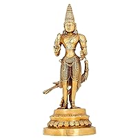 AmiLuv_Collections Lord Swami Kartikeya Ji Statue with Peacock Brass Murugan Subramanya Murti, Height : 15.7