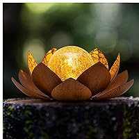 Huaxu Solar Light Outdoor Waterproof Garden Light Metal Glass Decorative LED Lotus Flower Table Lamp