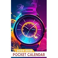 Pocket Calendar 2024 - 2026: Three-Year Monthly Planner for Purse , 36 Months from January 2024 to December 2026 | Cartoon style illustration | Luxury watch