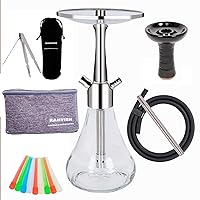 Hookah Set 14inch Premium Hookah Stainless Steel Complete Set,Party Hookah Design Customized Gift Shisha Hookah with Silicone Hose&Stainless Handle (14 INCH MI)