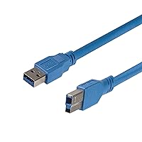 StarTech.com 6 ft / 2m SuperSpeed USB 3.0 Cable A to B - 1 - USB 3.0 A (Male) to 1 - USB 3.0 B (Male) (USB3SAB6), Blue