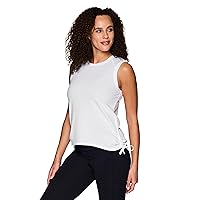 RBX Active Cotton Blend Workout Tank Top for Women, Side Tie Breathable Sleeveless Muscle Tee Yoga Tunic with Plus Sizes