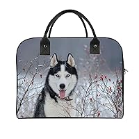 Siberian Husky Dog in Winter Travel Tote Bag Large Capacity Laptop Bags Beach Handbag Lightweight Crossbody Shoulder Bags for Office