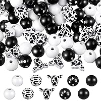 120 Pieces Cow Wooden Beads Dog Paw Footprint Bead Puppy Paw Wood Beads Cute Spacer Beads for Christmas DIY Crafts Garlands Jewelry Making Party Home Decoration (Black)