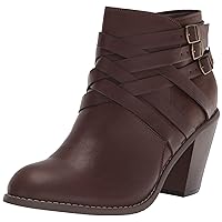 Journee Collection Women's Strap Fashion Boot, Brown, 5.5