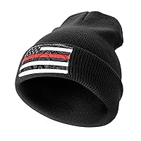 Paisley Firefighter Red Line US Flag Funny Winter Hat Unisex Knit Beanie Skull Cap Warm Stocking Hats for Men Women